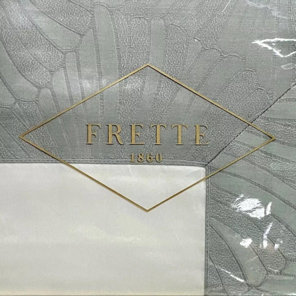 Frette Euro Deco Fan Jacquard Border Sham Italy, Milk/Azure